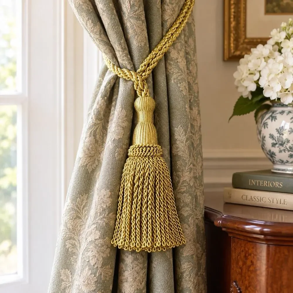 Cambridge Weighted Pew Rope 4 Ft Gold Braided Rope 5” Tassels Pair New